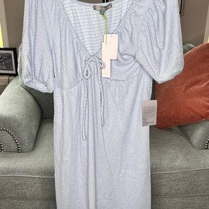 Puff sleeve mini dress color soft blue size M by Good luck gem